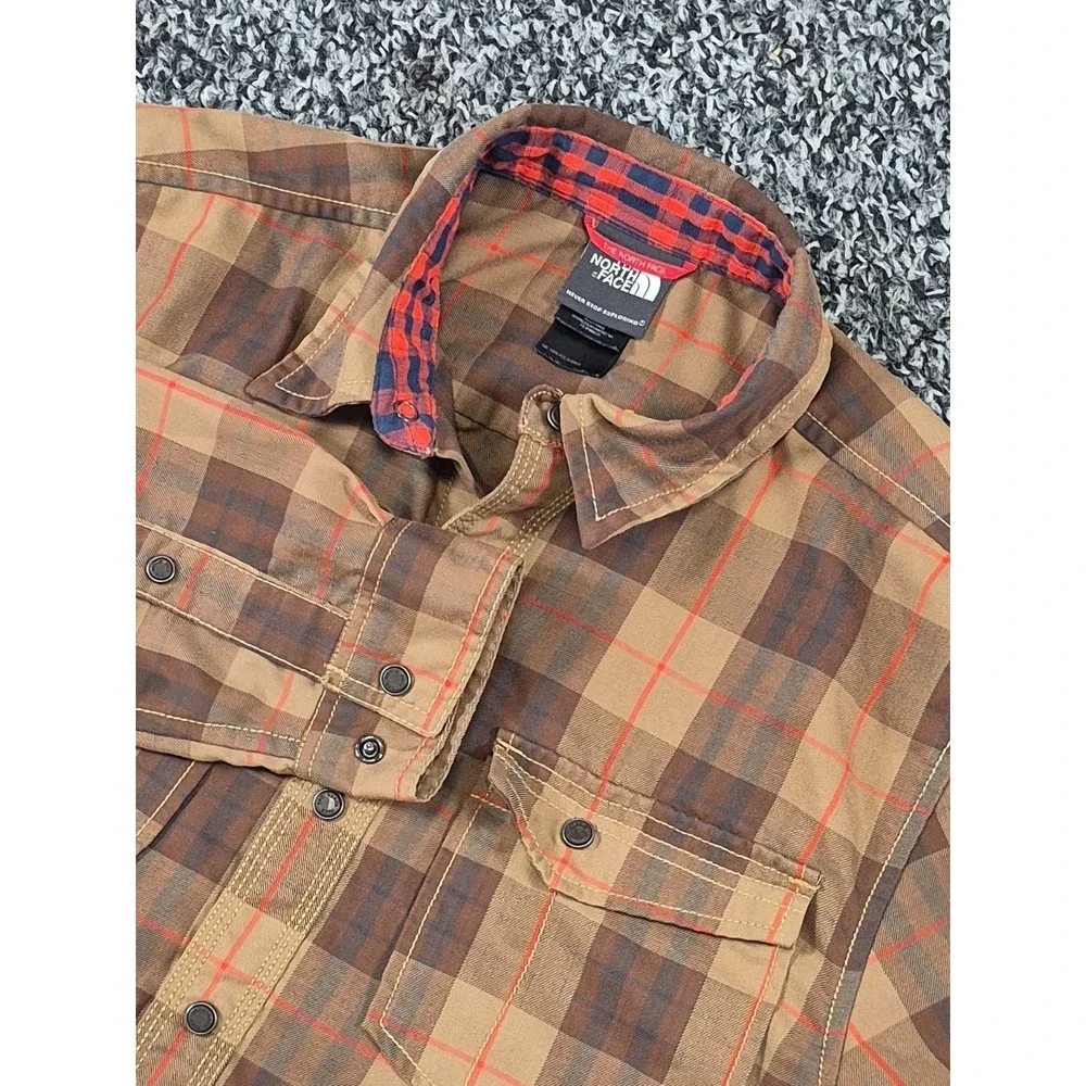 The North Face Shirt Men's Small Plaid Snap‎ Button Long Sleeve Outdoors Hiking
